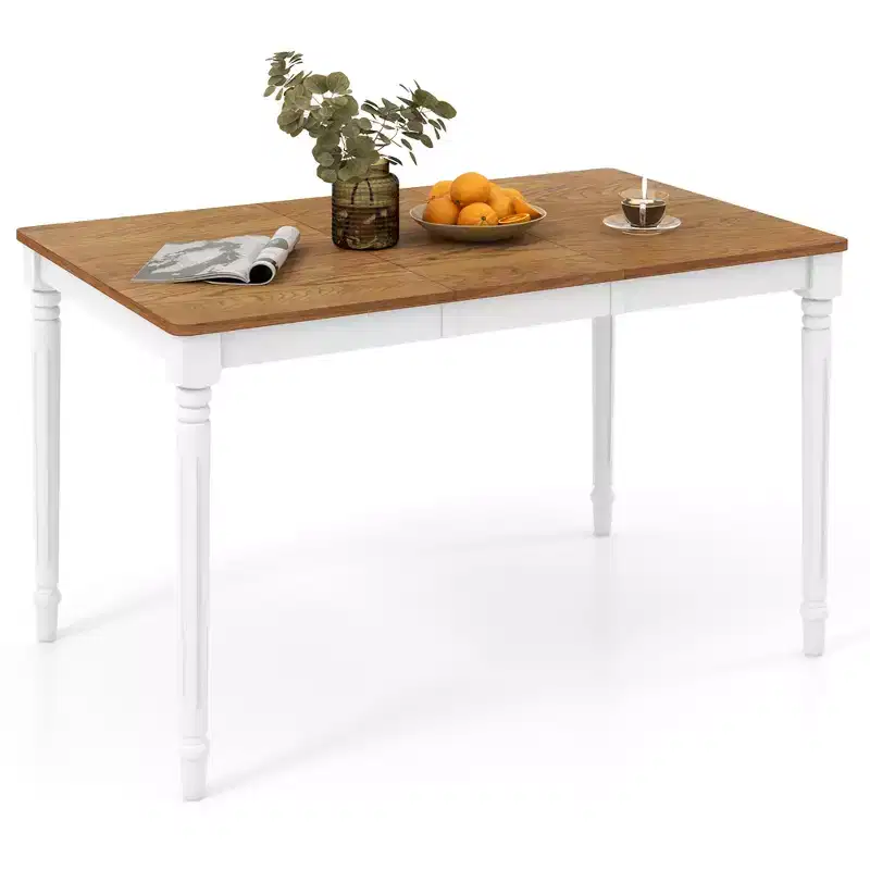 Costway Extendable Dining Table Folding Kitchen Table for 4-8 People w/ Rubber Wood Legs
