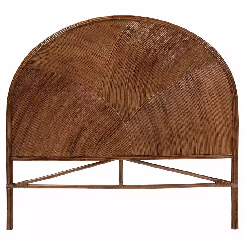 bali & pari Queen Seana Rattan Standalone Headboard Dark Brown: No Assembly, MDF Frame, Spot Clean