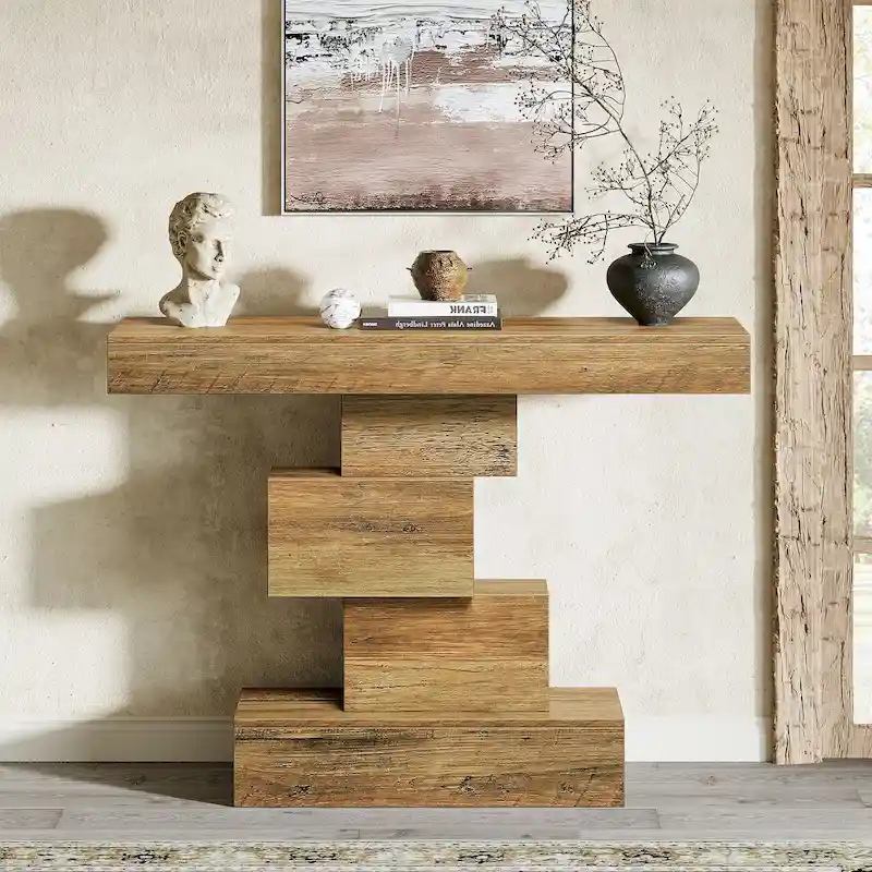 42 Inches Industrial Wood Console Table for Living Room Entryway - 11.8D x 42.5W x 31.5H