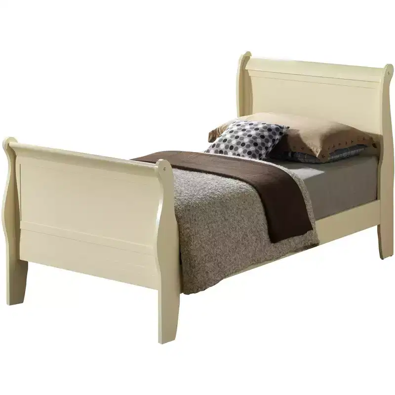 Passion Furniture Louis Philippe Twin Sleigh Bed with Headboard and Footboard