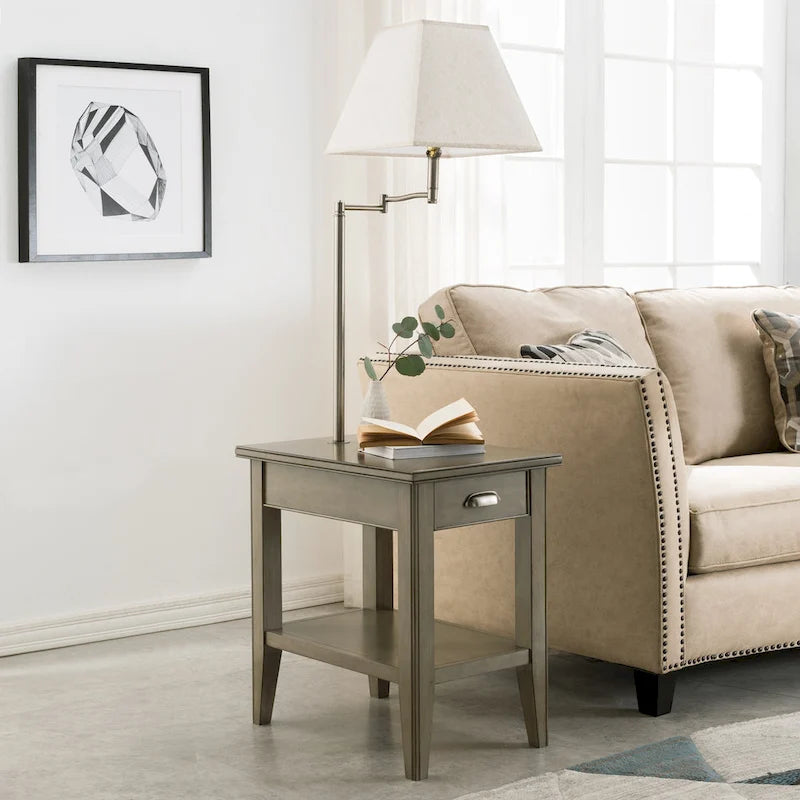 Leick Home Laurent One Drawer Swing Arm Lamp Side Table