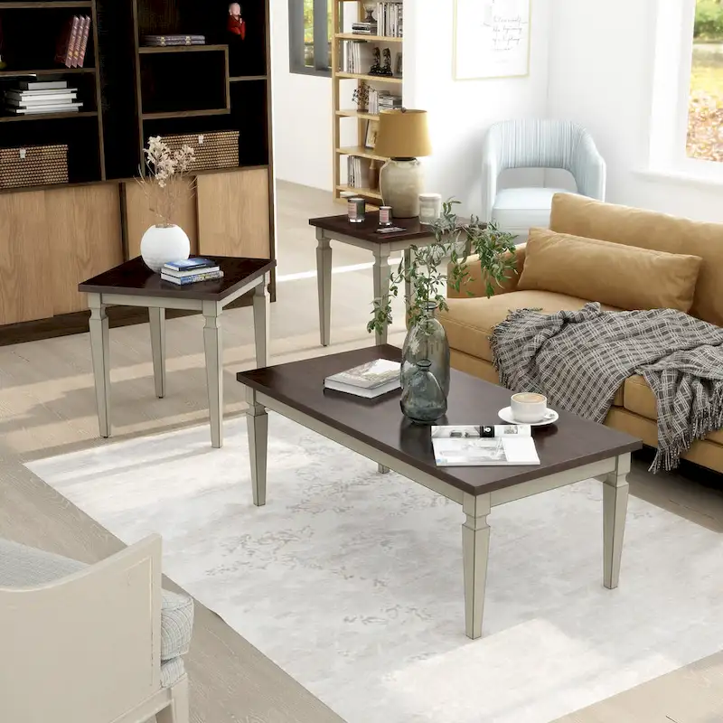 Nomara French Country 48-inch Solid Wood 3-Piece Coffee Table Set by Furniture of America