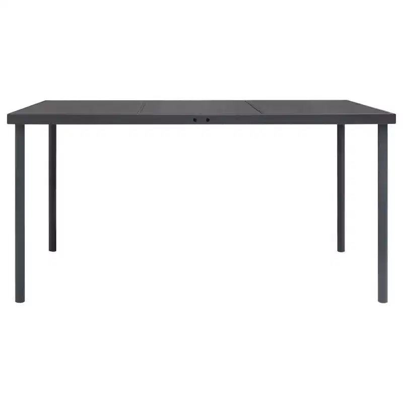vidaXL Outdoor Dining Table Anthracite Glass, Powder-Coated Steel