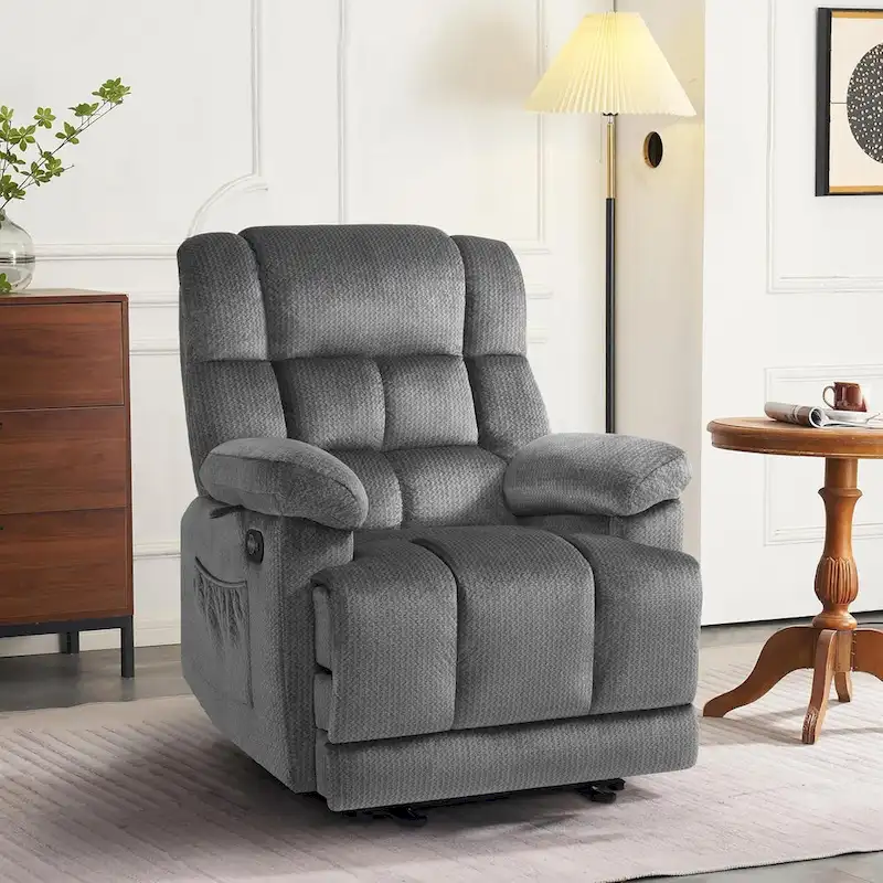 MCombo Electric Power Recliner Chair for Living Room with Heat and Massage, Fabric R6233