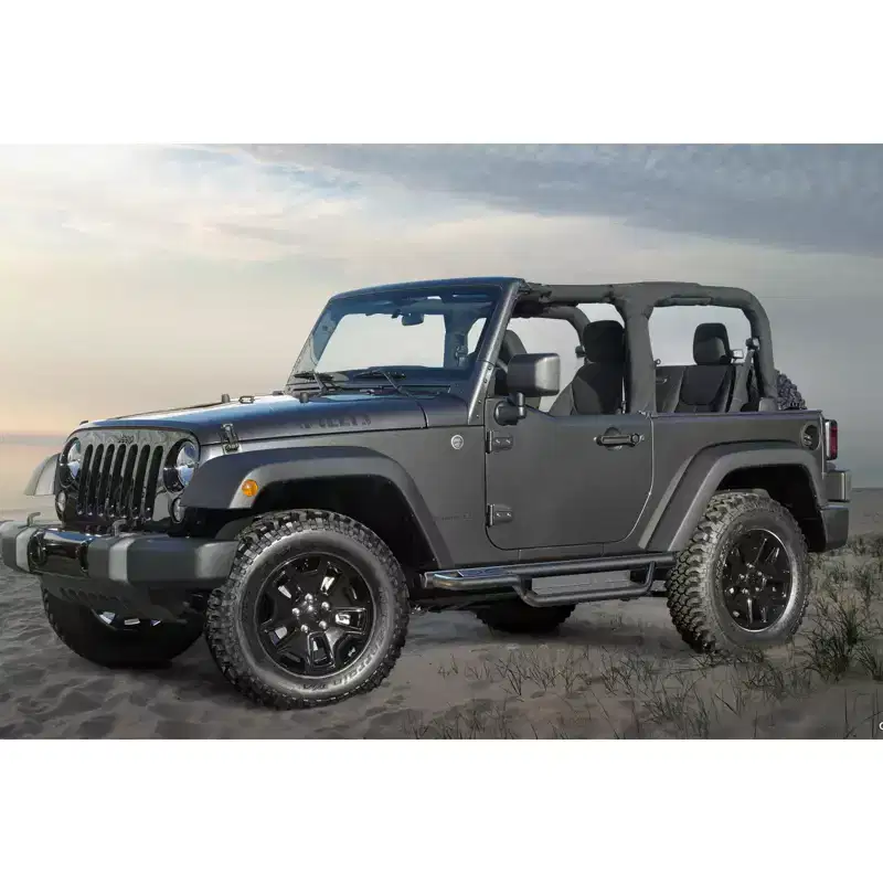 Running Boards w/Two Stairs Design All-Steel Build, Bolt-on Side Steps Compatible with 1997-2006 Jeep Wrangler TJ 2 Door, Black Powder Coated Nerf Bar