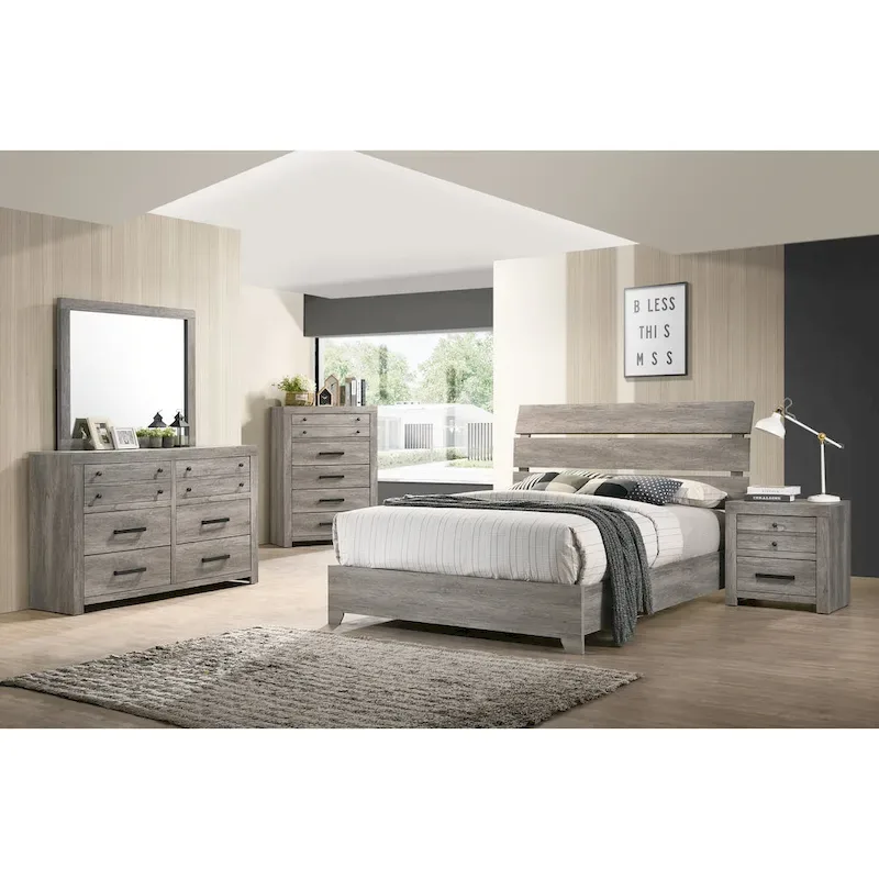 Perrine 6 Piece Gray Platform Bedroom Set