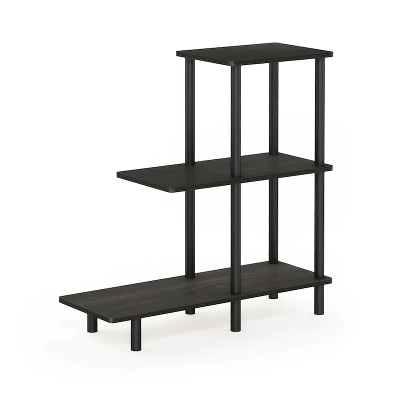 3-Tier Sofa Side Table Tall, Espresso/Black