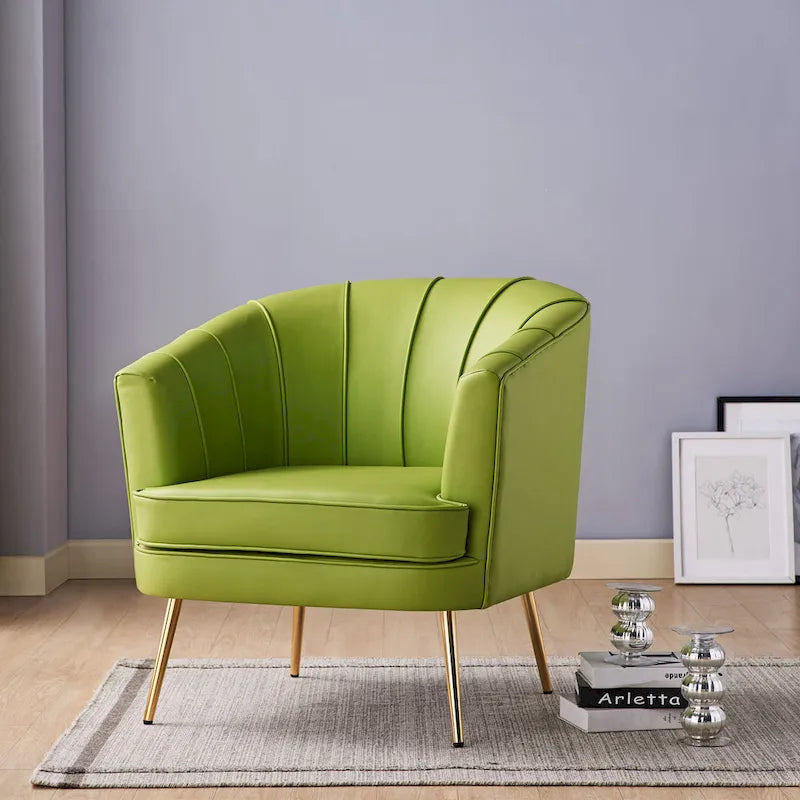 Contemporary Upholstered Accent Chair – Blue / Pink / Orange / Lilac / Green / Purple, Mid-Century Style, Seats 1