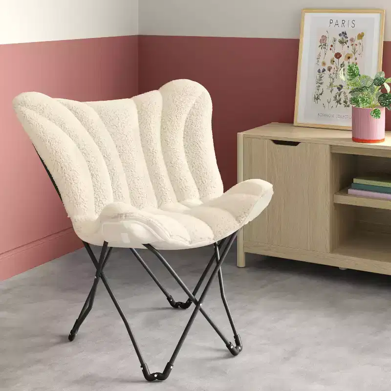 Dorm Butterfly Chair Faux Shearling Cream - Room Essentials