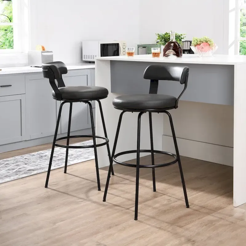 Hausfame Metal Counter Height Industrial Swivel Bar Stools