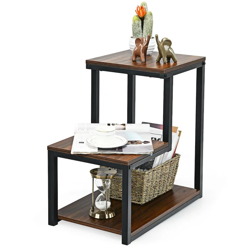 3-Tier End Table Side Table Night Stand W/ Storage Shelf for