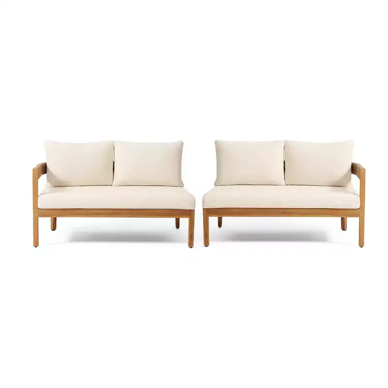 Christopher Knight Home Corwin 4-Seater Rustic Outdoor Acacia Sectional Sofa with Cushions
