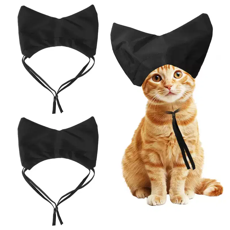 Unique Bargains Waterproof Adjustable Strap Reusable Grooming Cat Shower Cap 2 Pcs