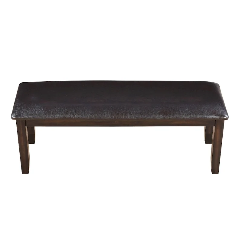 Steve Silver Alice Antique Espresso Wood and Faux Leather Dining Bench