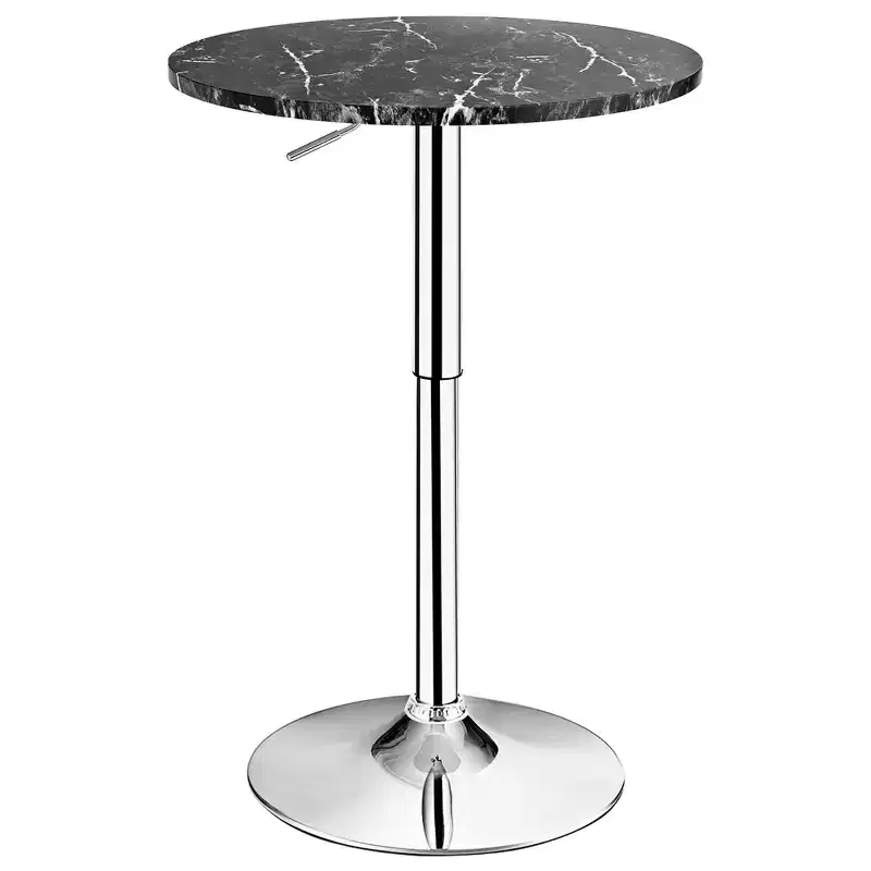 Costway 6PCS Round Bistro Bar Table Height Adjustable 360-degree Swivel White\Black
