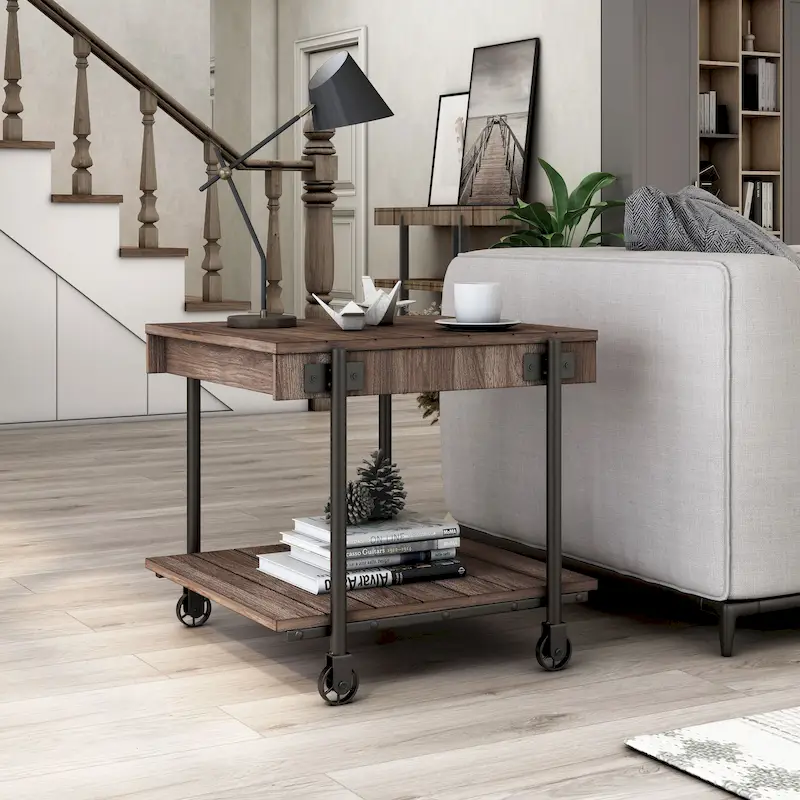 Hyssop Farmhouse 24-inch Steel 1-Shelf End Table by Furniture of America