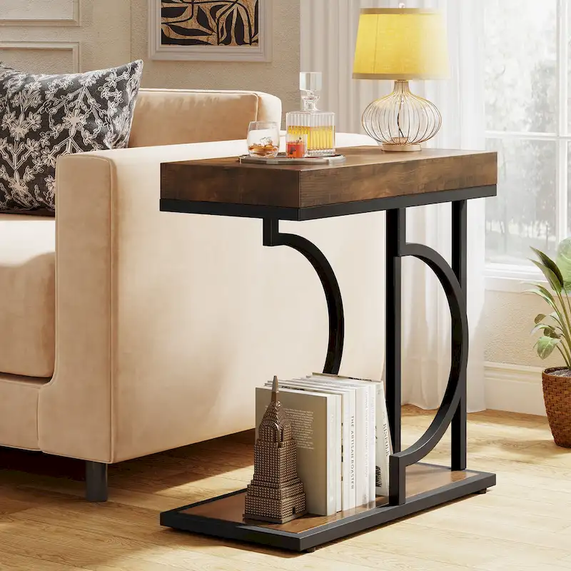 Modern Faux Marble Round Coffee Nesting Table Storage Shelf