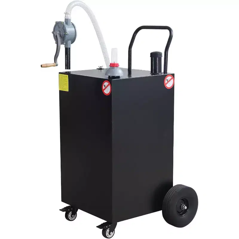 45-Gallon Fuel Transfer Caddy with 12V Pump, Heavy-Duty Rolling Gas Container for Vehicles, ATVs, Equipment