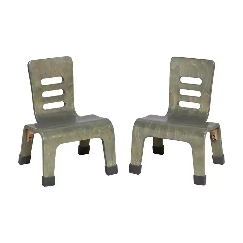 ECR4Kids Stackable Bentwood Chair, 8in Seat Height, Montessori Furniture, 2-Pack