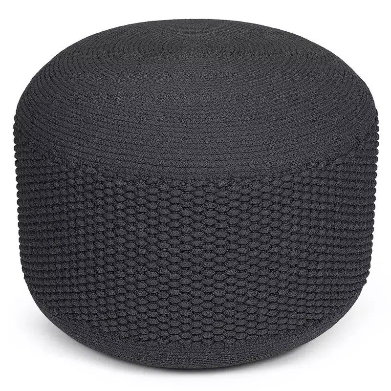BirdRock Home Woven Knitted Indoor or Outdoor Pouf - Grey