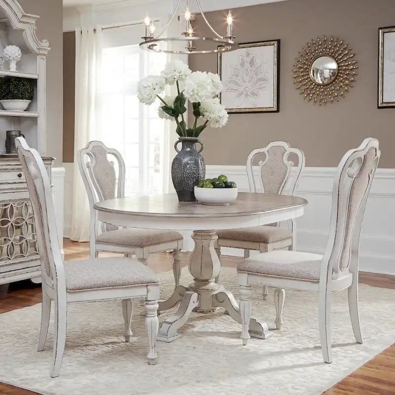 Magnolia Manor Opt 5 Piece Pedestal Table Set