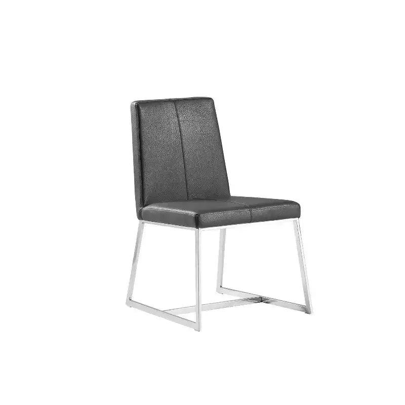 35 White Faux Leather Dining Chair, Modern Upholstered Seat with Metal Frame, Set of 1