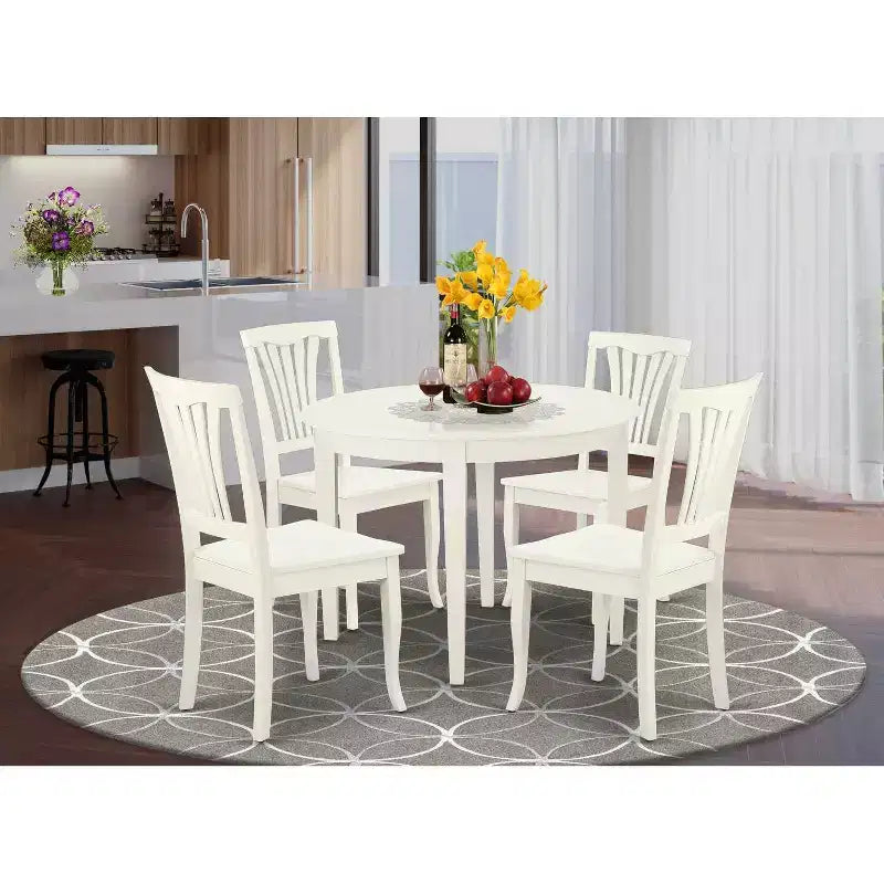 Retro Round Dining Set 5Pc - 42 Inch Table & 4 Chairs - Renaissance Style Kitchen Furniture