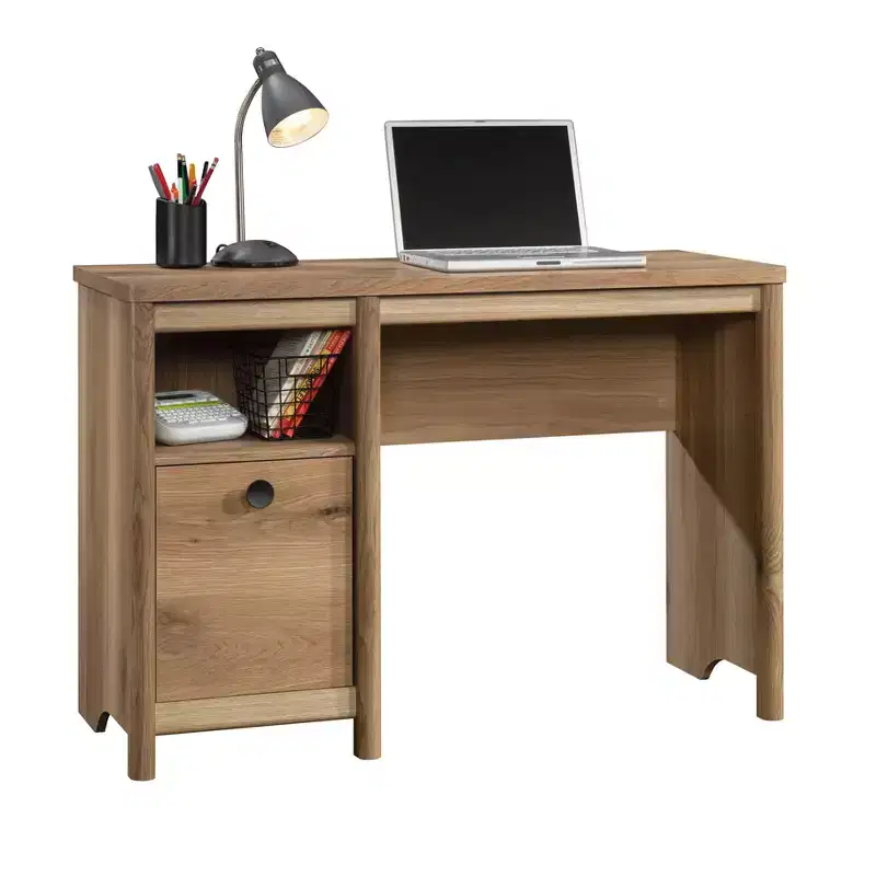 TUYOHW 43 Home Office Desk,Computer Desk with Concealed Storage,Gold Accents,Open Shelving,Modern Writing Desk for Small Spaces,Home Office