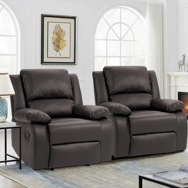 2Set Modern Lounger Upholstered Push Back Manual Recliner Chair