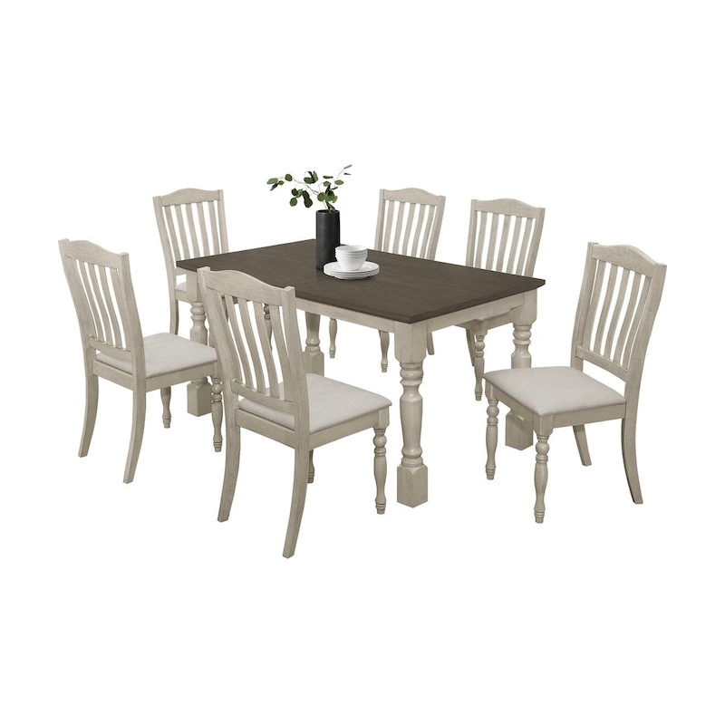 CraftPorch Mid-century Elegant Two-tone 7-piece Dining Set