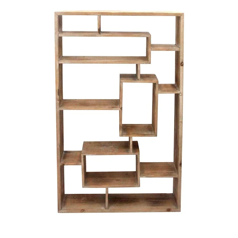 39.25 Brown Wooden Open Wall Shelf Decor