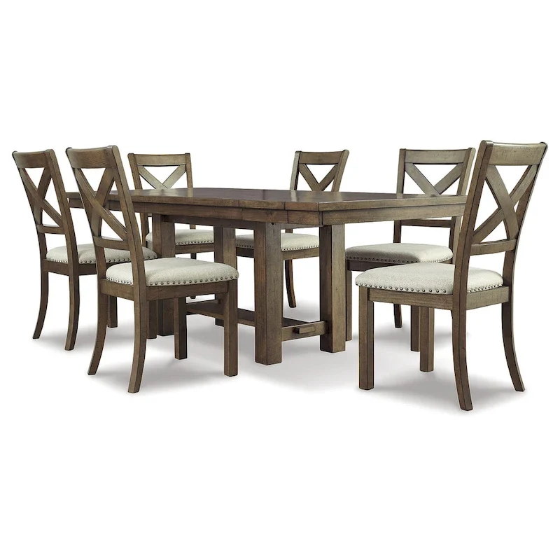 Signature Design by Ashley Moriville Grayish Brown 7-Piece Dining Package