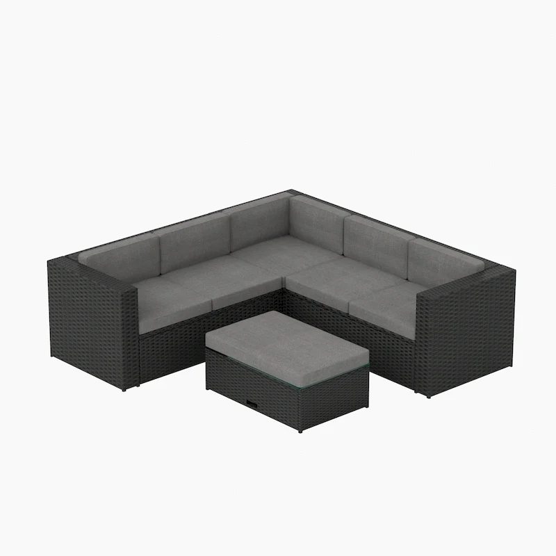 Ander Outdoor Patio Sectional Sofa Conversation Set with Cushions