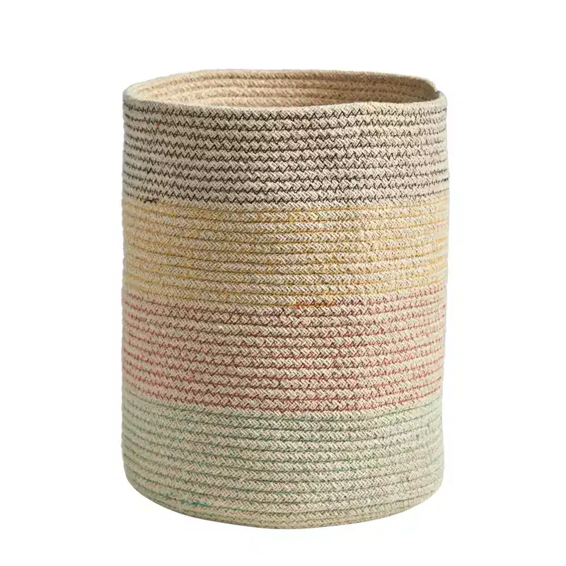 Nearly Natural 12-in Handmade Natural Cotton Multicolored Woven Basket Planter
