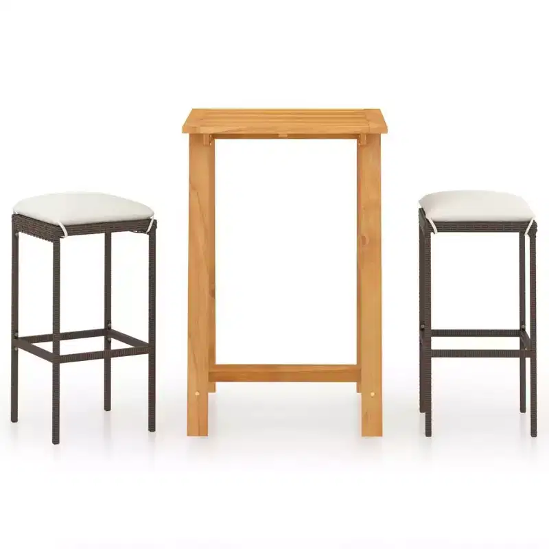 vidaXL Patio Bar Set Bar Table and Stools Patio Furniture Set with Cushions