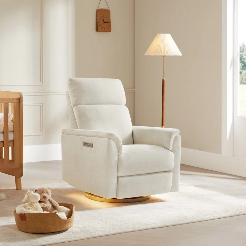 Maire Power Swivel Nursery Recliner Chair with Nightlight
