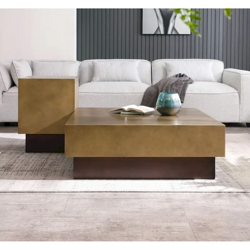 Antique Copper Modern Square Coffee Table
