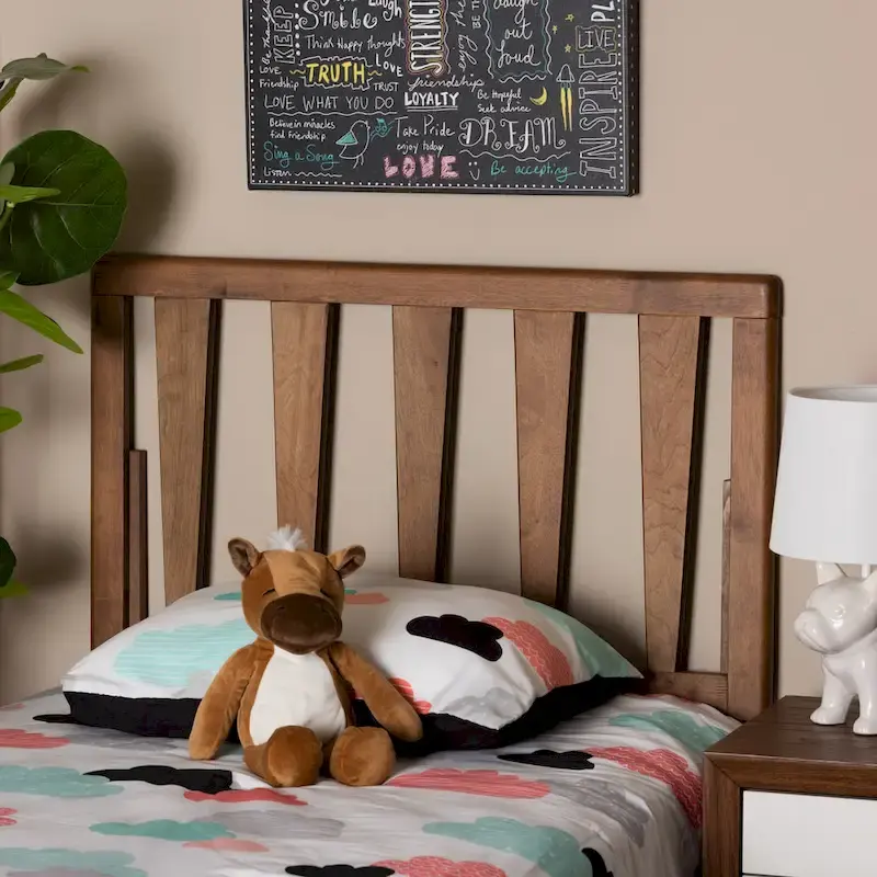 Duncan Contemporary Ash Walnut Finished Wood Headboard