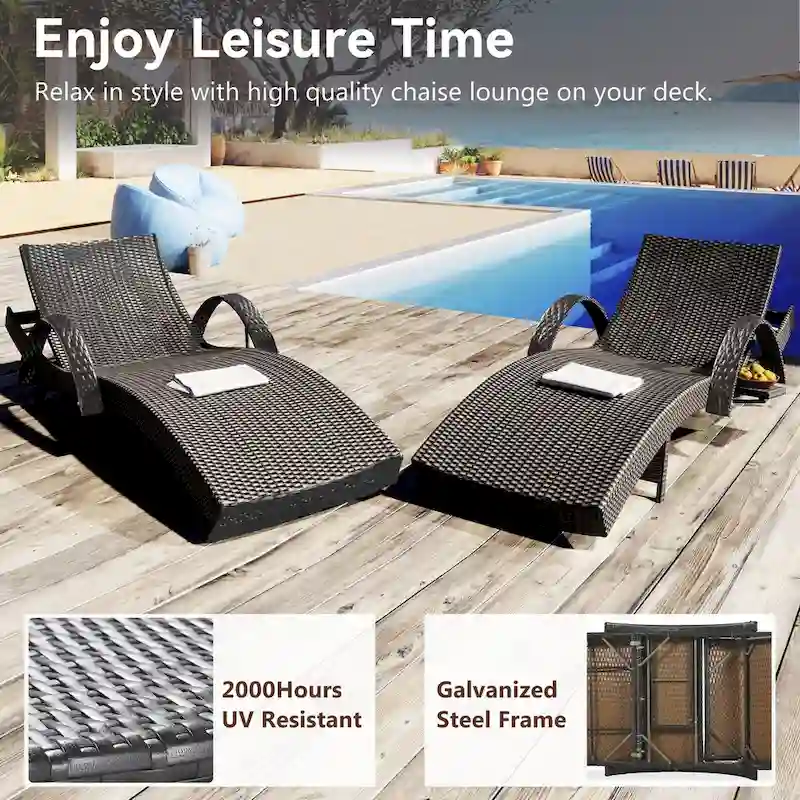 Outdoor wicker chaise lounge set, 2 pieces
