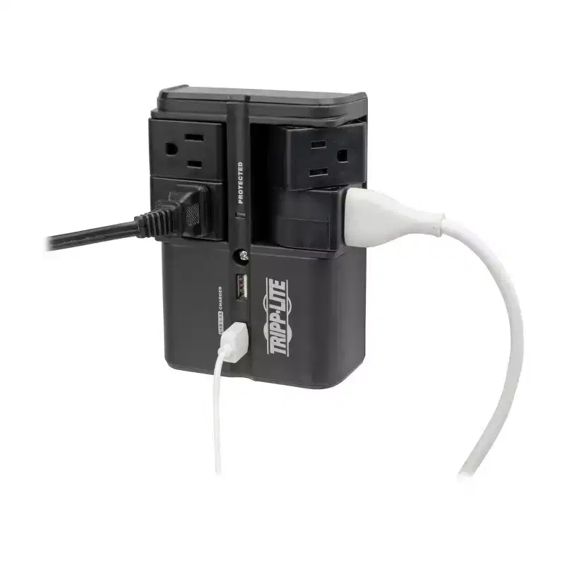 Tripp Lite Protect It! Surge Protector w/ 4 Rotatable Outlets & 2 USB Ports