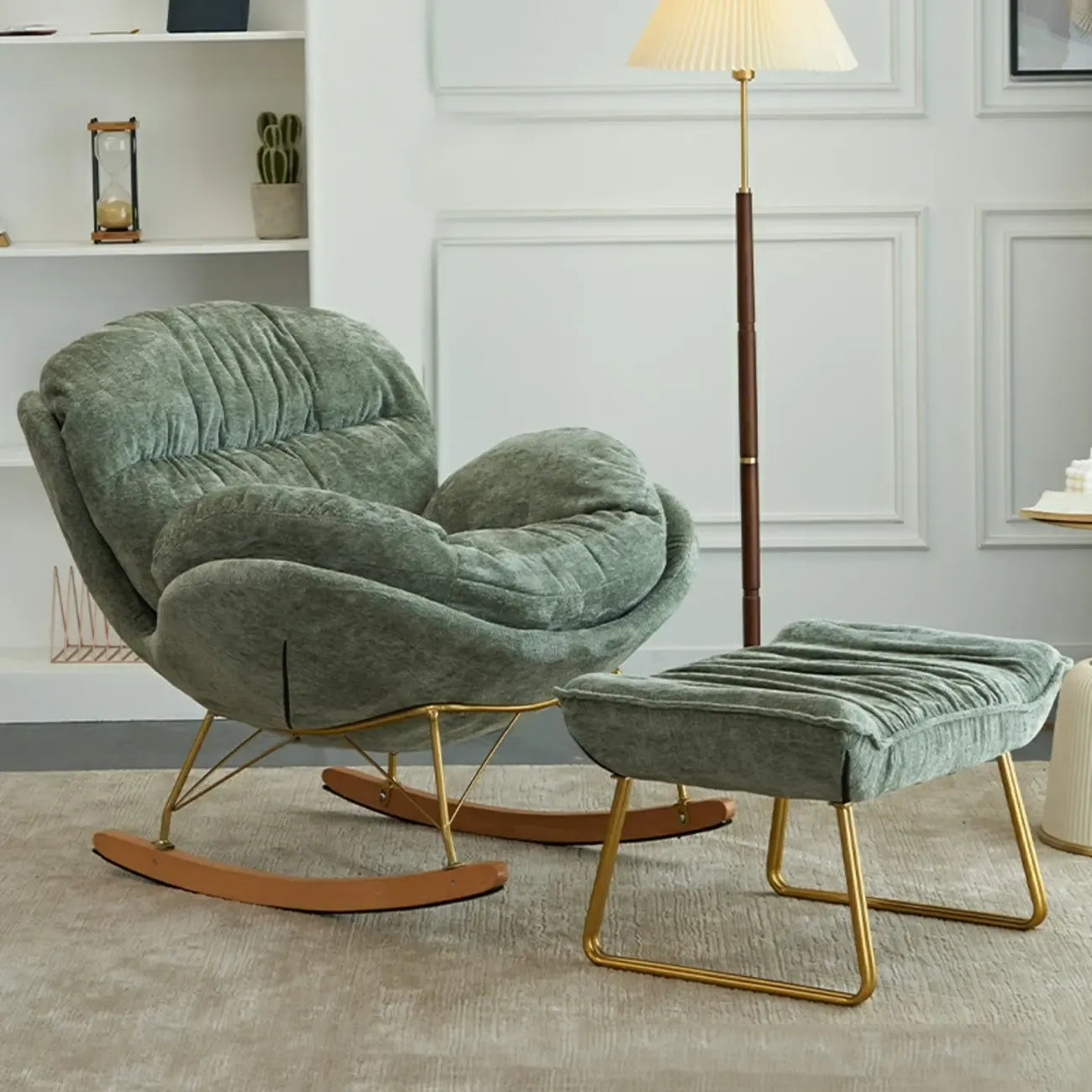 Modern Velvet Ergonomic Upholstered Rocking Chair for Nursery