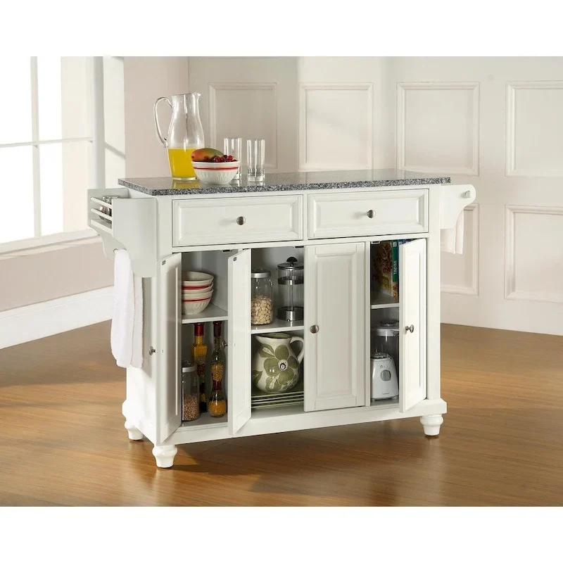 Kitchen Island with Granite Top �C White Finish