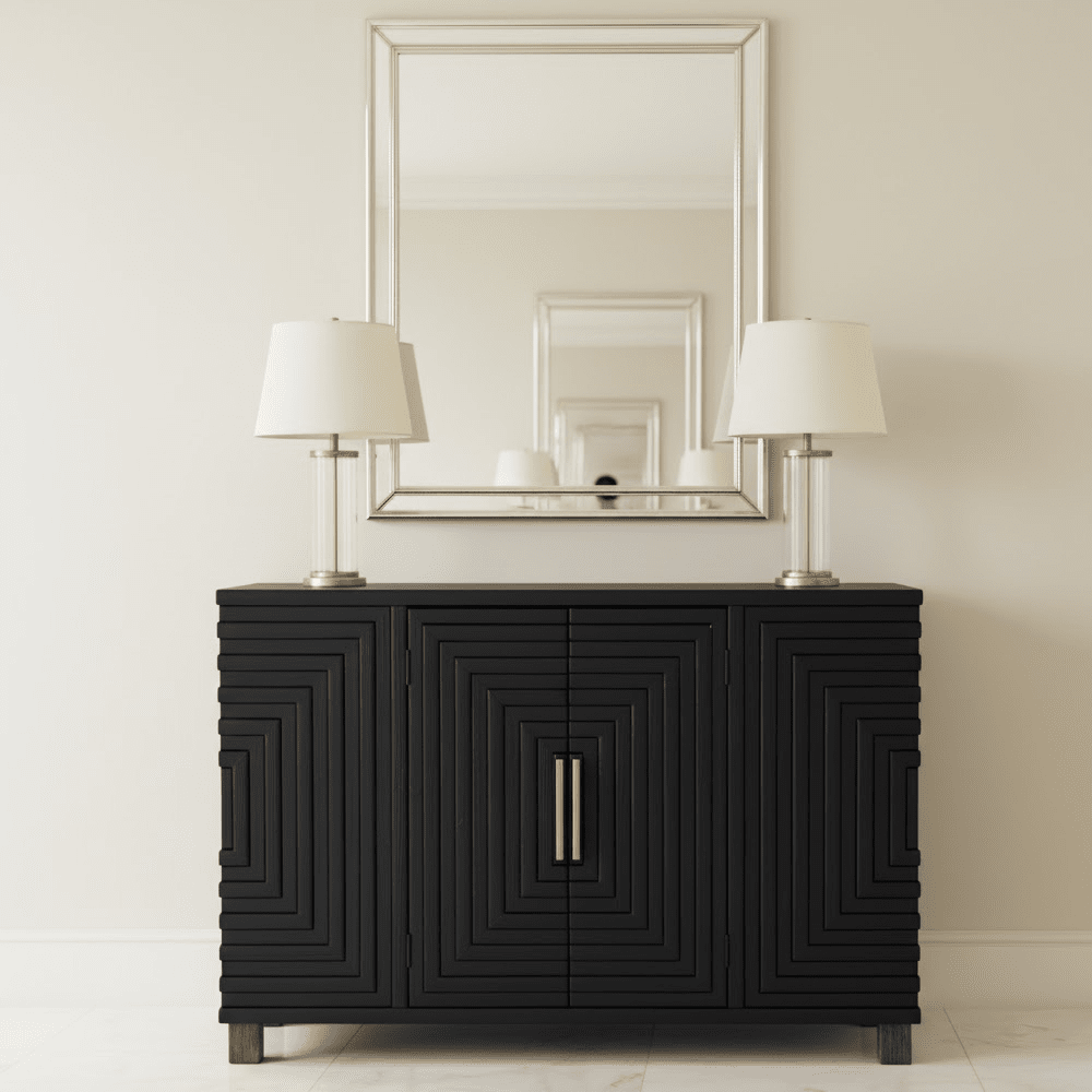 Black 2 Door Sideboard with Gold Handles