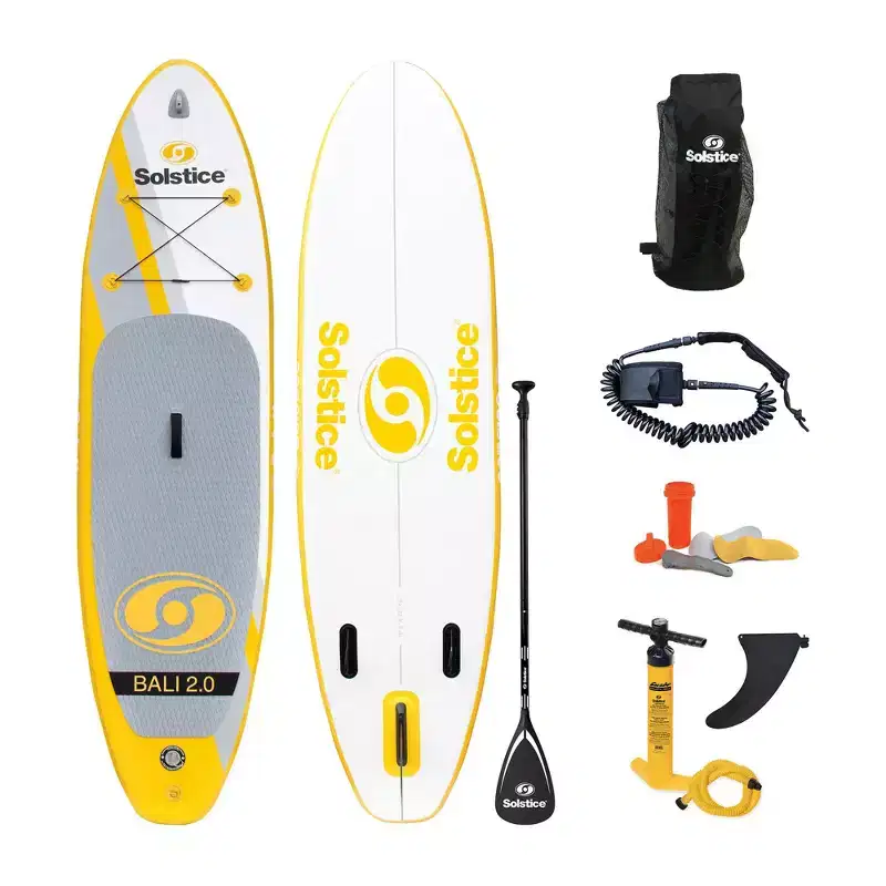 Solstice Watersports Islander Inflatable Raft Stand-Up Paddle Board Kit w/ Accessory & Camera Mount and Bungee Storage