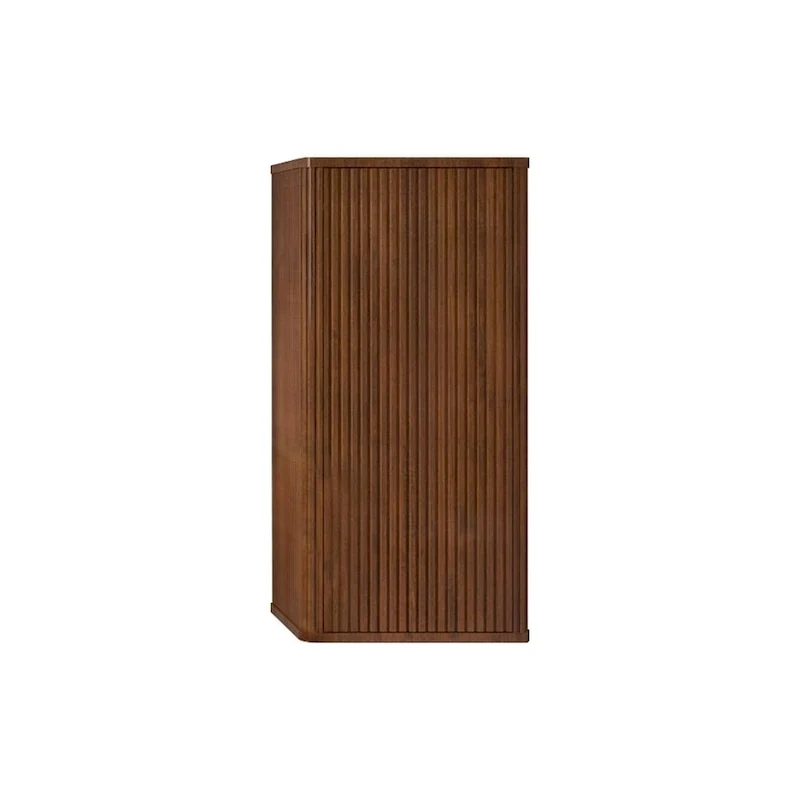 Striped Walnut Bathroom Floating Side Cabinet, Wall-Mounted