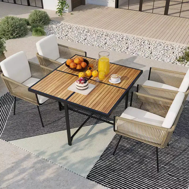 Costway 5 Pieces Patio Dining Set Outdoor Rectangular Table and Chairs Furniture Set