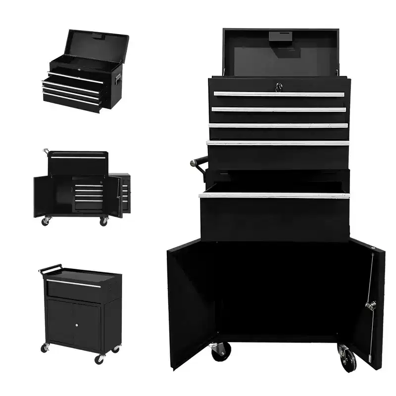 GustoWave 5-Drawer Tool Chest with Wheels, 1000LBS Capacity Mobile Tool Cabinet, 2-in-1 Tool Box, Lockable Storage Organizer for Garage