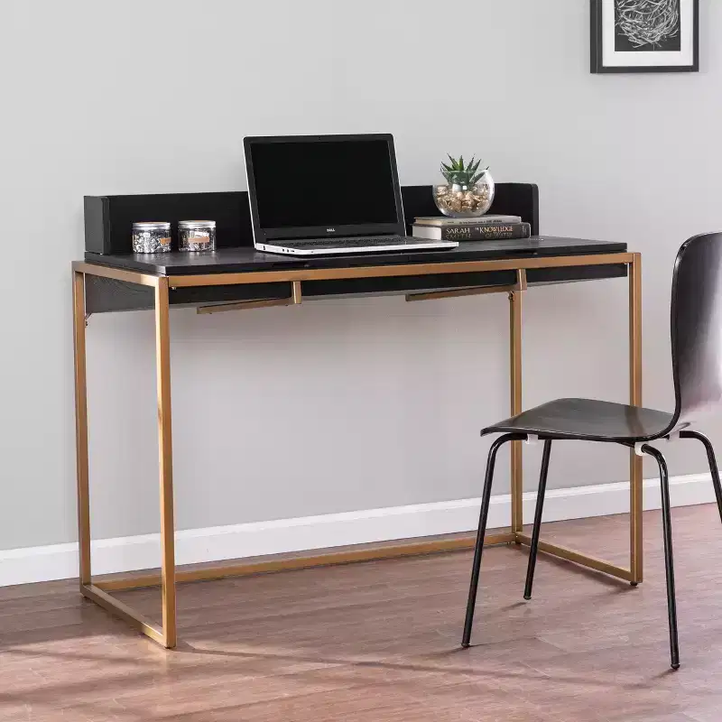 Flip-Top Writing Desk with Concealed Storage �C Black, 45.5" Wide