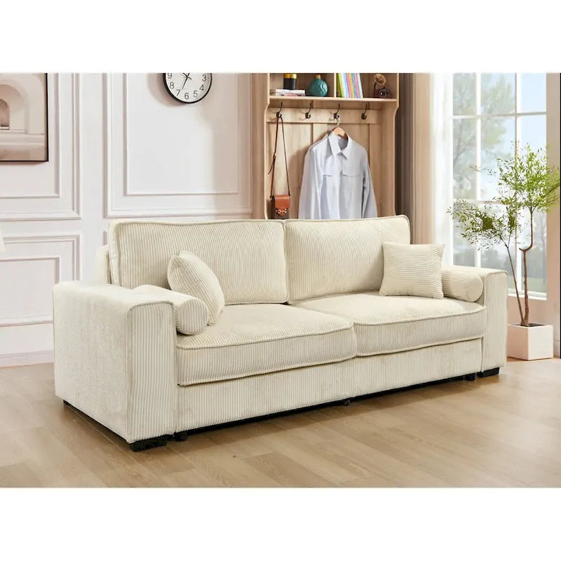 Roomfitters Large Sofa Bed with Storage, Modern 3 Seater Couch Furniture, Upholstered Back Sofa for Small Spaces