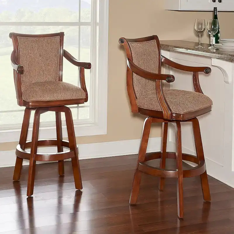 Bordeaux Warm Cherry Swivel 30-inch Bar Stool
